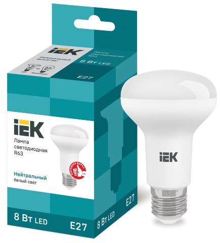 Лампа LED-R63 eco 8Вт 230В 4000К E27 720Lm IEK