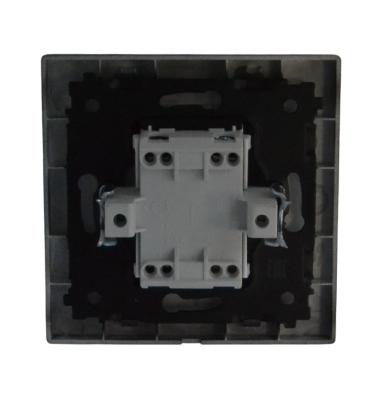 Выключатель 2-кл. с подсветкой чёрный SD-P1006B "Standard" AWSproducts