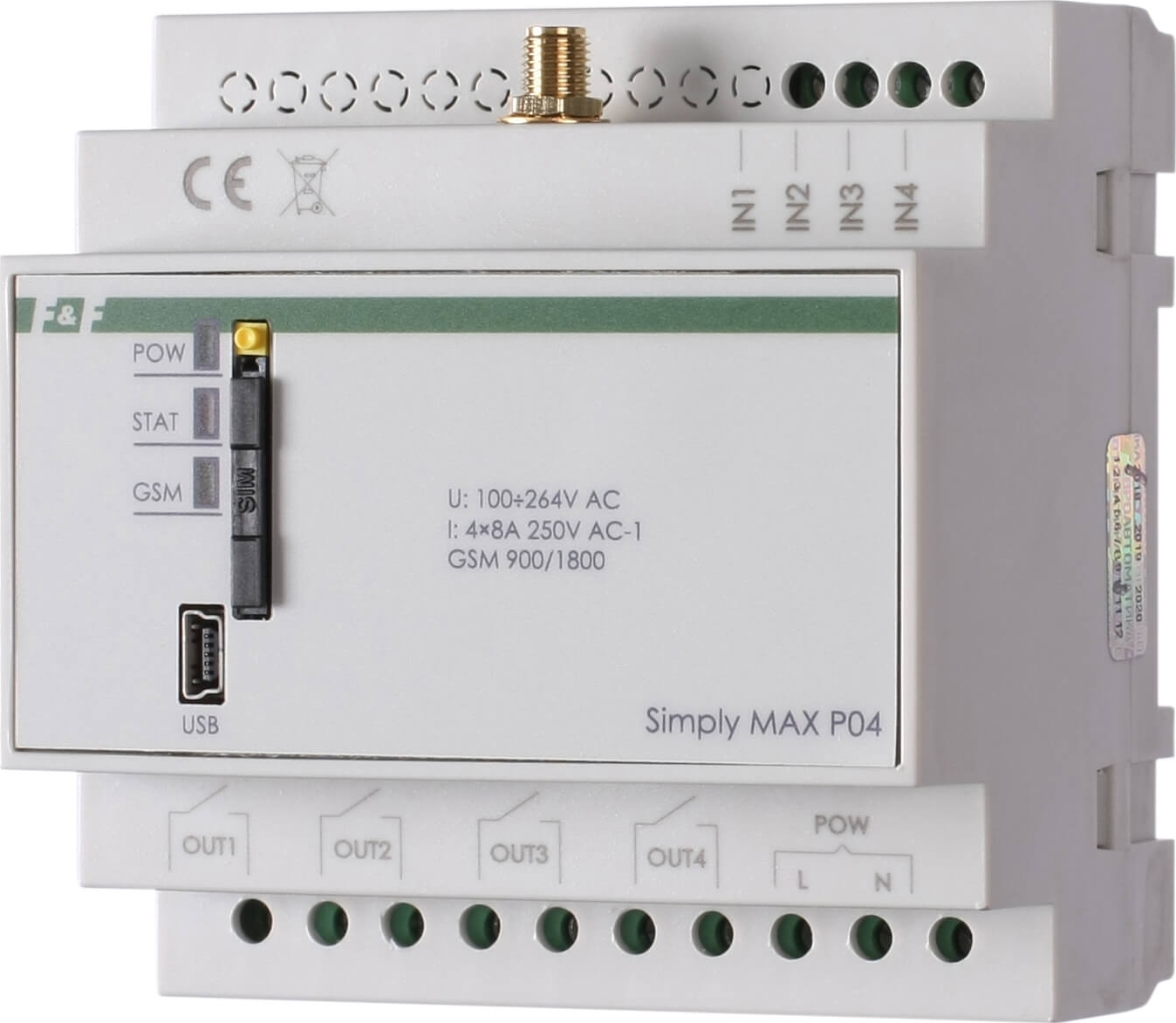 Реле дистанционного управления 230v 8A (GSM) (SIMplyMAX-P04)