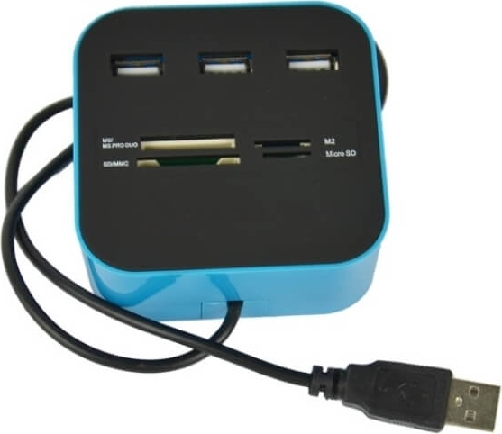 Разветвитель USB на 3 порта + картридер (Все в одном) черный REXANT