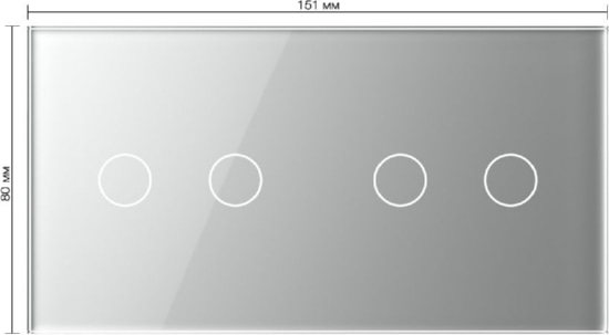 Панель для 2-х сенсорных выключателей (2+2) Серый Livolo