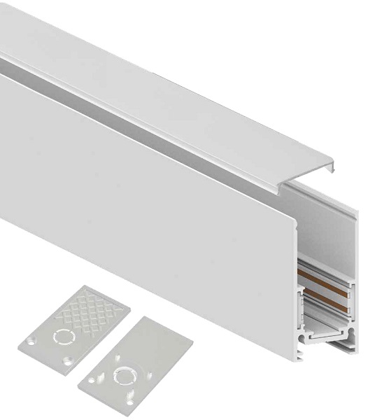Шинопровод для низковольтных магнитных трековых светильников белый, 2м. накладной/подвесной, CABM100