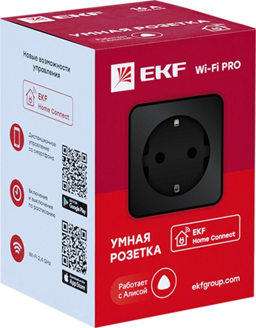 Умная розетка EKF Сonnect PRO Wi-Fi черная
