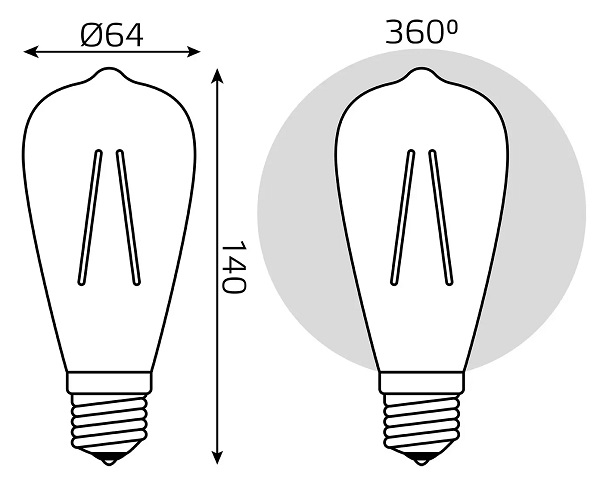 Лампа LED ST64 E27 2400К 8Вт 740Лм Amber Filament Gauss