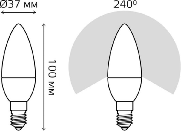 Лампа Gauss Smart LED Свеча С37 6W E14 RGBW+dim 1/10/100