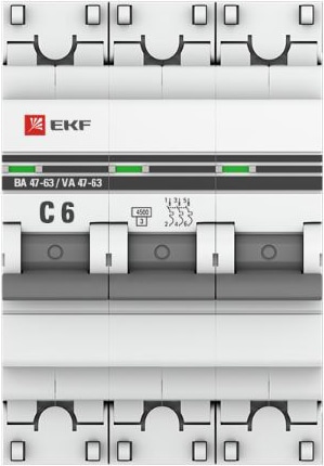 Автомат ВА 47-63 3P  6А (C) 4,5кА 400В PROxima