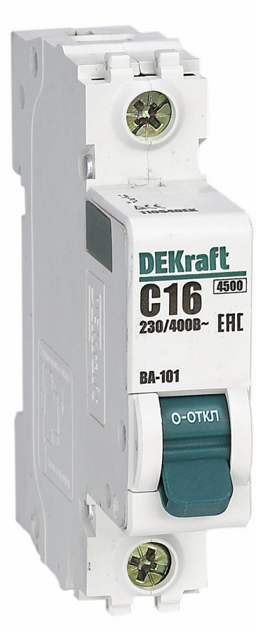 Автоматический выключатель ВА-101 C16/1 4.5кА Dekraft