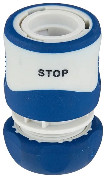 Коннектор с аквастопом для шланга 19мм (3/4) пластик TPR GREEN APPLE