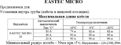 EASTEC MICRO 10 - CTW,SRL 10-2CR M=10W, греющий кабель с пищевой оболочкой