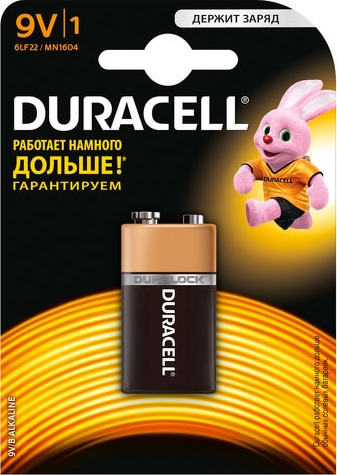 Duracell 6LR61  MN1604 BL-1 (батарейка,9В) крона