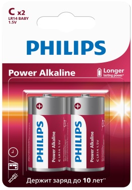 Батарейка LR14 POWER PHILIPS BL-2, уп