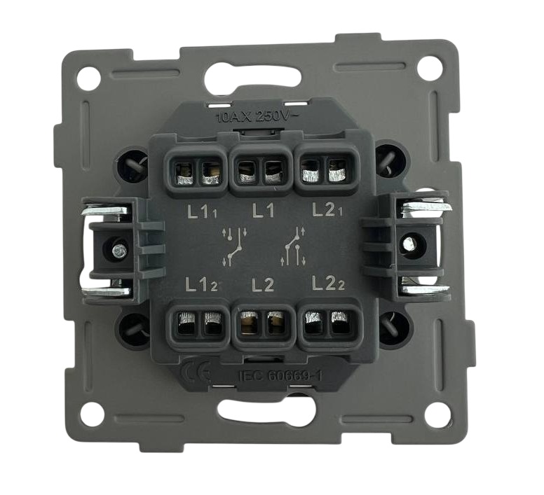 Выключатель проходной 2-кл. чёрный  U2B-002-2 SoftTouch "Uno" AWSproducts