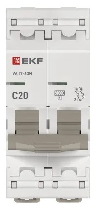 Автоматический выключатель ВА 47-63N C20/2 6кА Proxima EKF (без НДС)