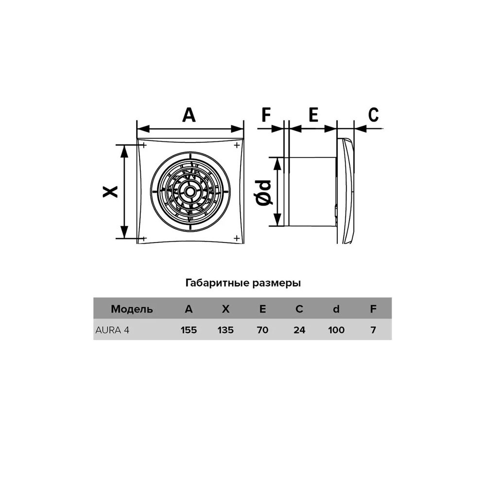 Вентилятор накладной AURA D100 обр.клапан Dark gray metal DICITI