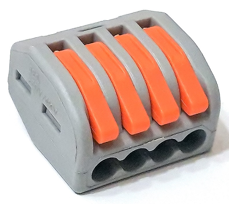 Клемма рычажковая 4 отверстия 0,08-2,5 (уп. 15шт) СМК222-414 серая DORI, уп