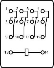 Реле (858-150) 5A,24 B/DC, 4гр.к WAGO (уп 40шт)