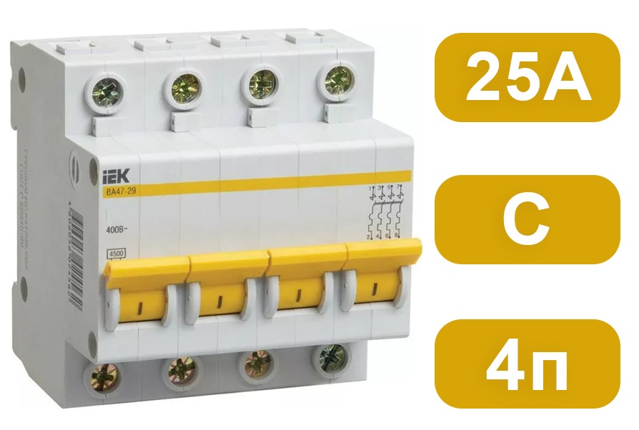 Автоматический выключатель ВА47-29 C25/4 4,5кА IEK