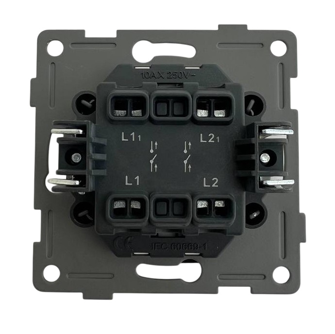 Выключатель 2-кл. чёрный U2B-002-1 SoftTouch "Uno" AWSproducts