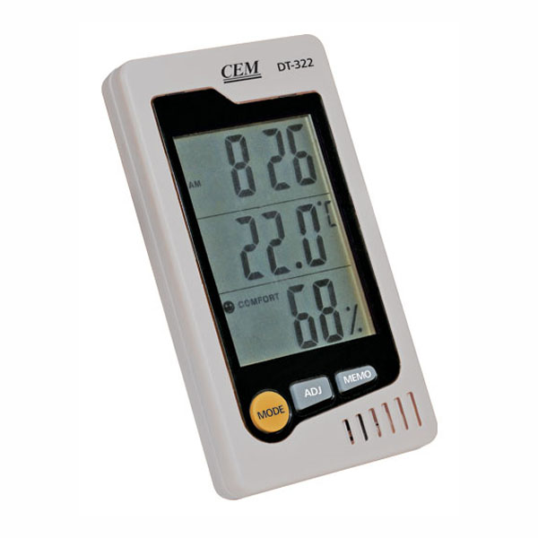 Цифровой термогигрометр DT-322  (измерение температуры и относительной влажности воздуха, часы ) СЕМ