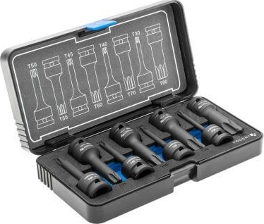Торцевые головки, ударные Torx, 1/2", CrMo, 8 шт. HOEGERT