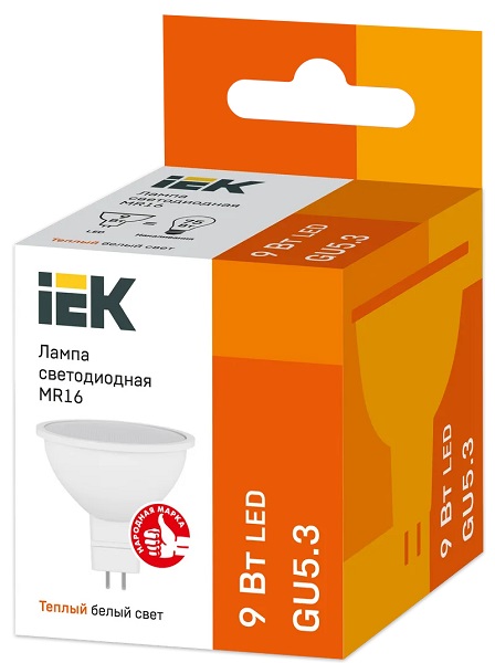 Лампа LED MR16 GU5.3 3000К 9Вт 810Lm IEK