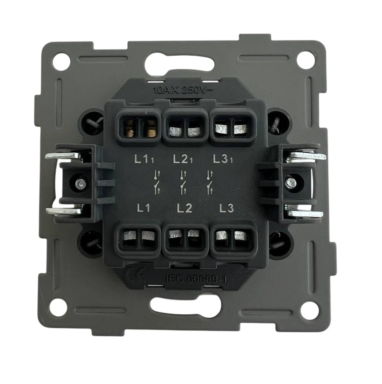 Выключатель 3-кл. чёрный U2B-003 SoftTouch "Uno" AWSproducts