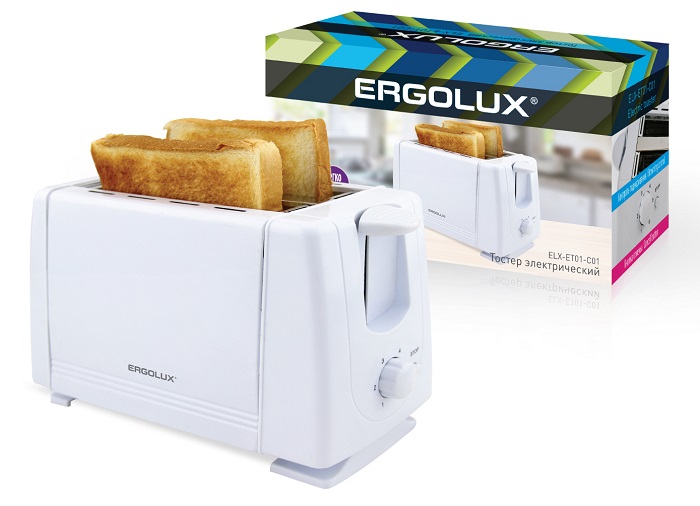 Тостер электрический белый 700Вт ERGOLUX ELX-ET01-C01