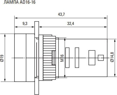 Матрица светодиодная AD16-16HS желтый 230В AC (16мм) EKF (ledm-ed16-16)