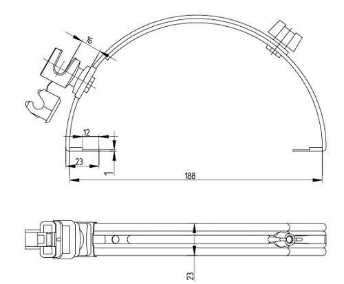 Держатель проводника круглого 6-8 мм для конька, серый, оцинк.