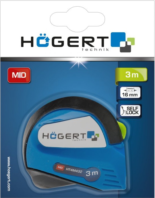 Рулетка с магнитом 3 м x 16 мм, MID HOEGERT