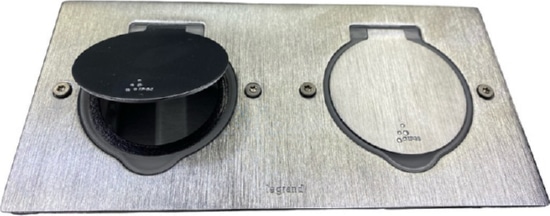 Коробка напольная круглая IP44 с откидной крышкой 2х2мод. нерж. сталь Legrand 089702