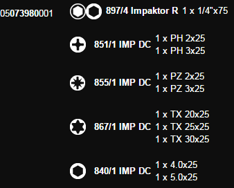 Набор насадкок Impaktor 8740/51/55/67/-9/IMP DC BS