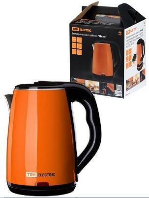 Электрический чайник "Ника", нержавеющая сталь / пластик, 1,8 л, 1800 Вт, оранжевый, TDM