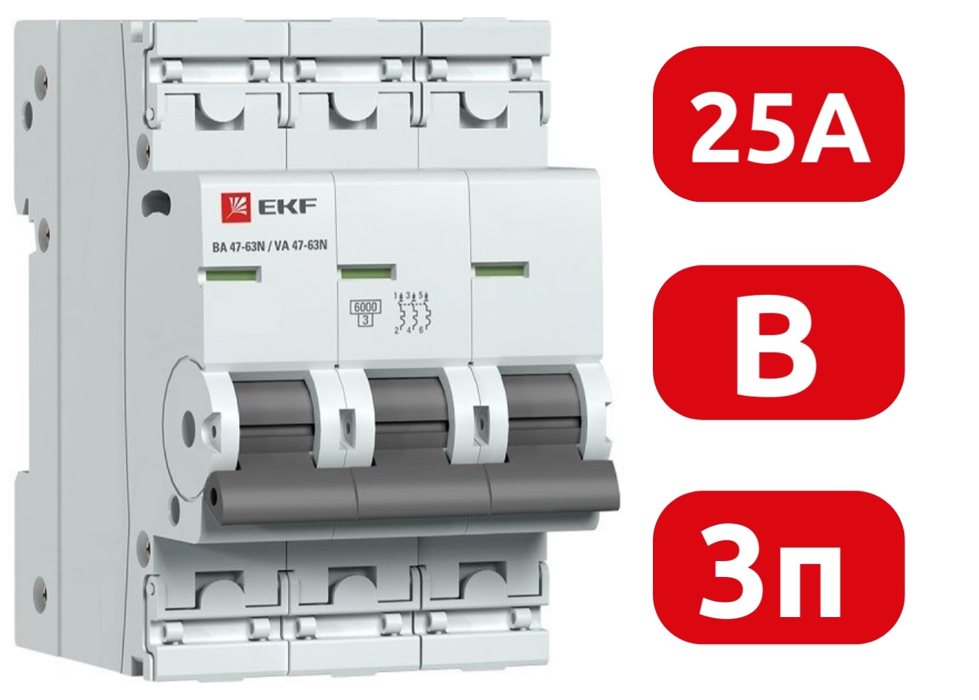 Автоматический выключатель ВА 47-63N B25/3 6кА Proxima EKF