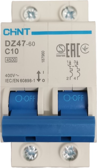 Авт. выкл.DZ47-60 2P 10A 4.5KA х-ка C