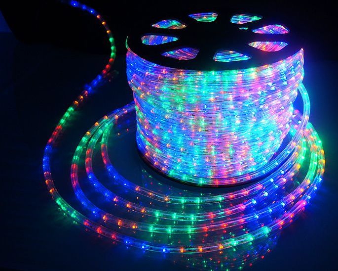 Световой шнур LED TYPE 3 (трехжильный круглый 13мм, 36led/m, 220-240V, 3W/m, IP65) MULTICOLOUR "ELUX