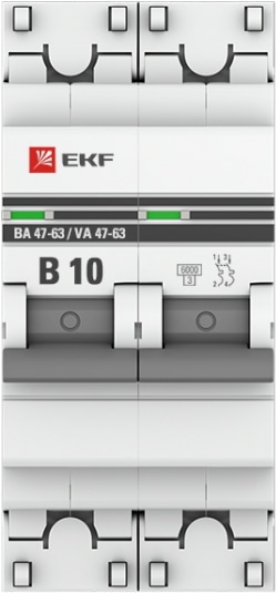 Автомат ВА 47-63 2P 10А (В) 4,5кА 400В PROxima