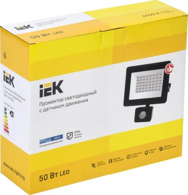 Прожектор СДО 06-50Д светодиодный черный с ДД IP54 6500K IEK