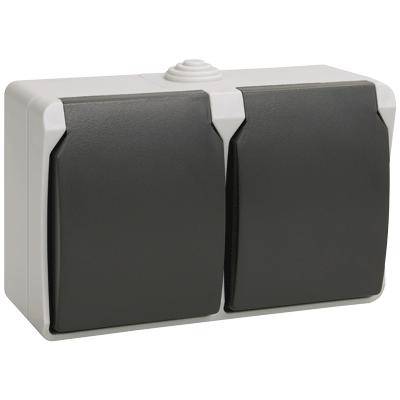 Розетка ОУ 2-я с/з серая IP54 FORS IEK