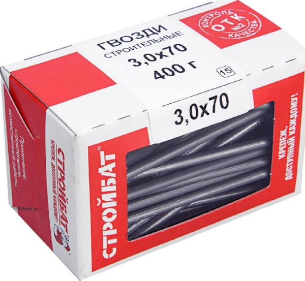 Гвозди 3,0*70 строительные ЧЕРН. (400 гр.) (Стройбат), уп