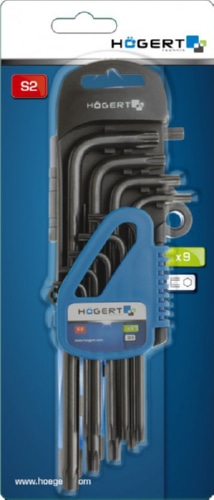 Набор Г-образных удлиненных ключей TORX, Т10-Т50, 9 шт. HOEGERT, ком