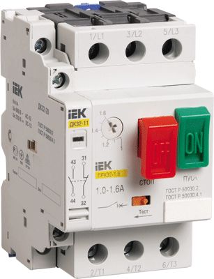 Пускатель ПРК32-1,6 In=1,6A Ir=1-1,6A Ue 660В ИЭК