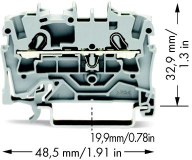 Клеммник 2,5 кв.мм.28А, 800В,2отв./1пол. сер. WAGO