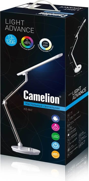 Cветильник настольный Camelion KD-842  C02 черный LED (13 Вт,230В, 900лм,сенс, рег.ярк, цвет.темп, н