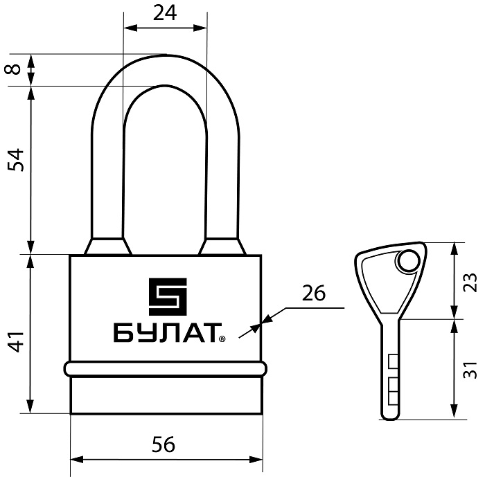 Замок навесной ВС 3-Н55-01 ПЛ (всепогодный 5кл. d=8мм) БУЛАТ