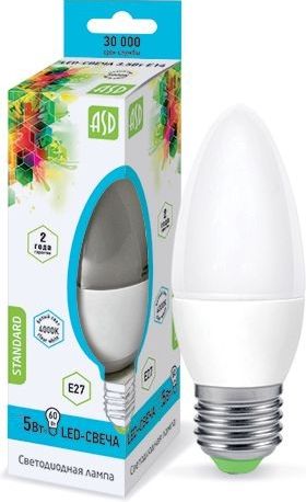 Лампа светодиодная LED-СВЕЧА-standard 7.5Вт 220В Е27 4000К 675Лм ASD