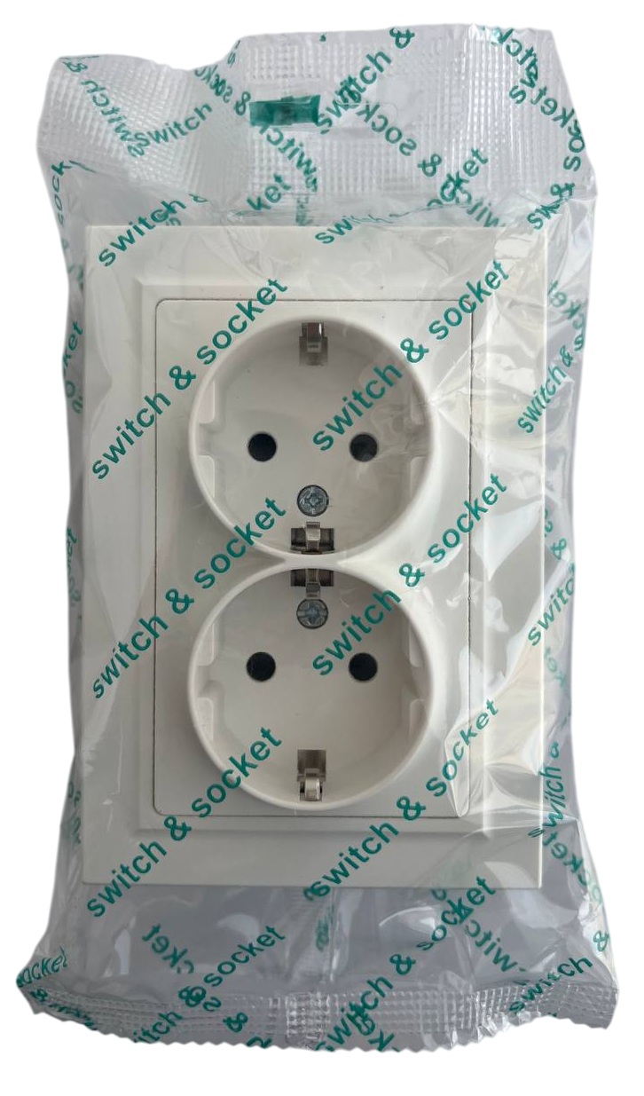 Розетка 2-я с/з белая U1A-022 SoftTouch AWSPRODUCTS