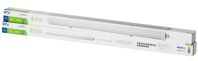 Светильник герметичный LED LUMIA II, белого цвета, 36W, 5200lm, 4000K, AC220-240V, IP66 GTV