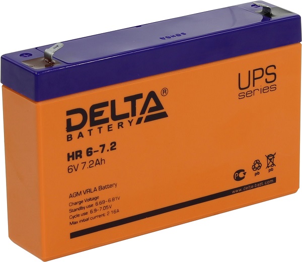 Аккумуляторная батарея Delta HR 6-7.2 (6В 7.2Ач) (151x34x101)