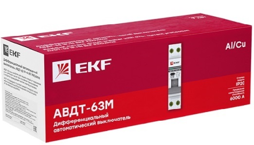 АВДТ-63М C20/1+N 30мА, 1 мод., тип АС, 6кА PROXIMA EKF